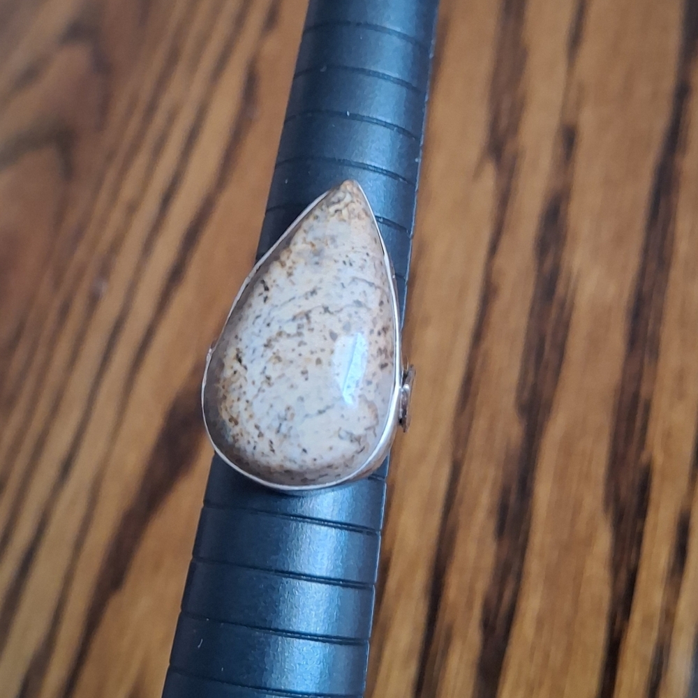 Ring Jasper Natural Stone Teardrop Sterling Silver Size 5